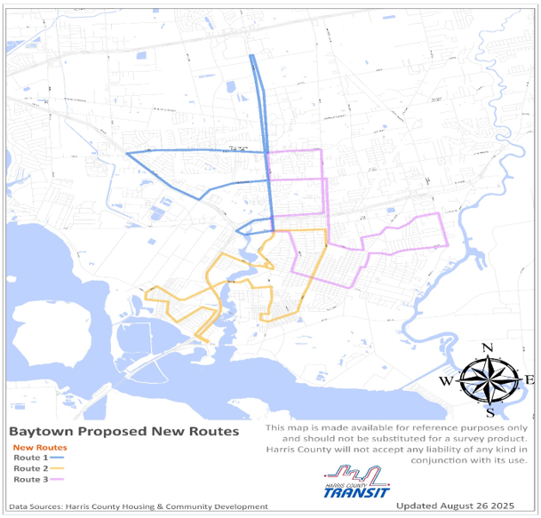 Baytowns Proposed New Routes map image